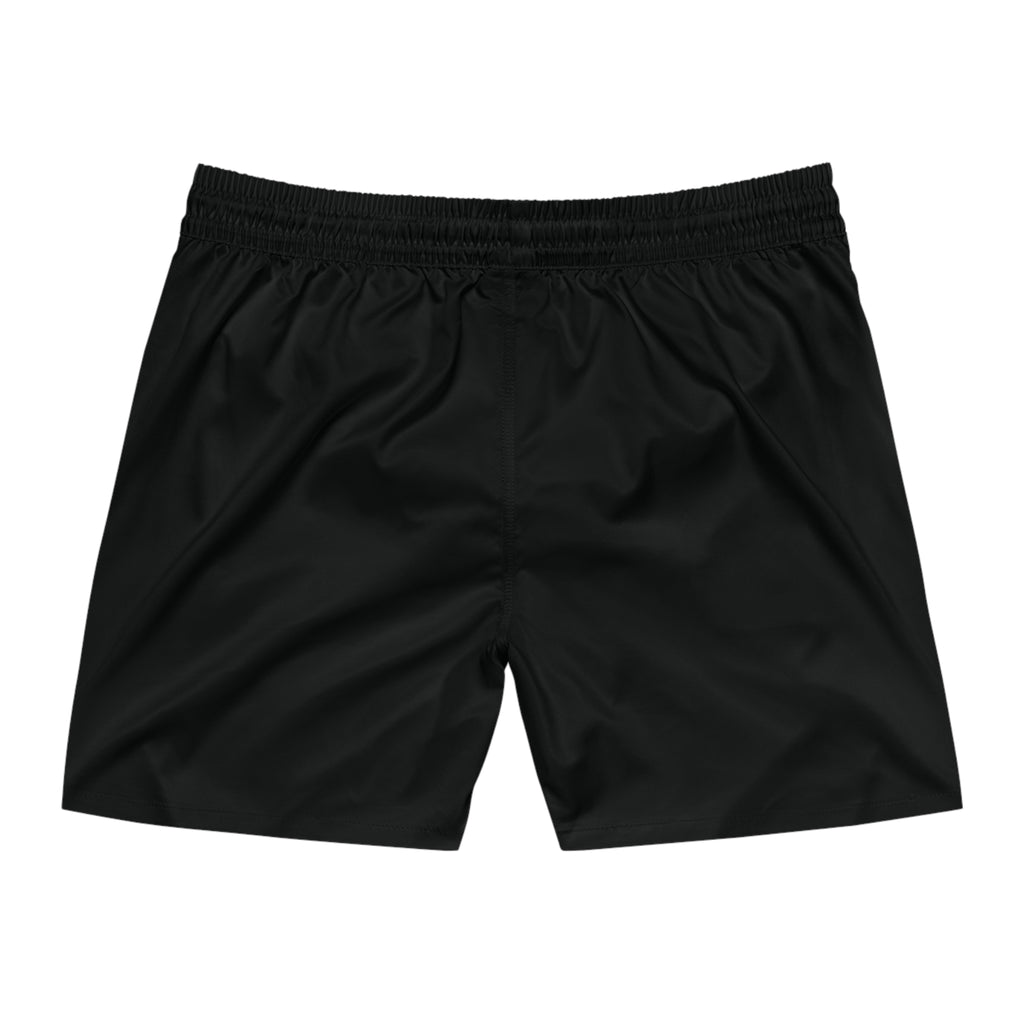 Helmwright Co. Anchor Logo Swim Shorts — Men's Black Mid-Length Beach Trunks