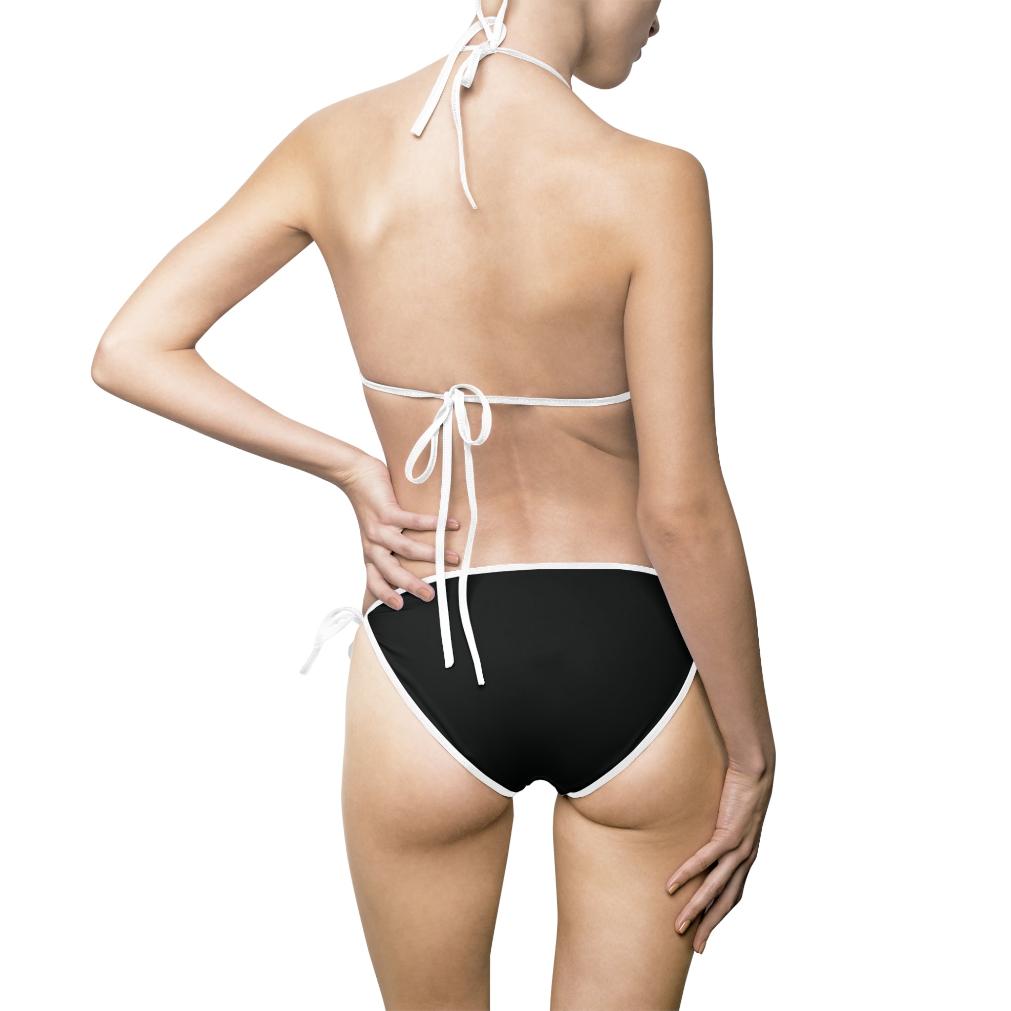 Shell Crest Bikini — Women's Black Triangle Swimsuit with 'HW' Nautical Design